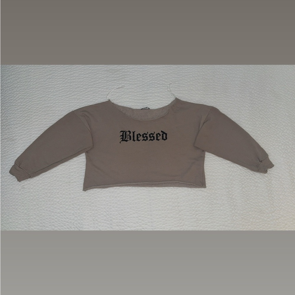 Fashion Nova Tan 'Blessed' Crop Top